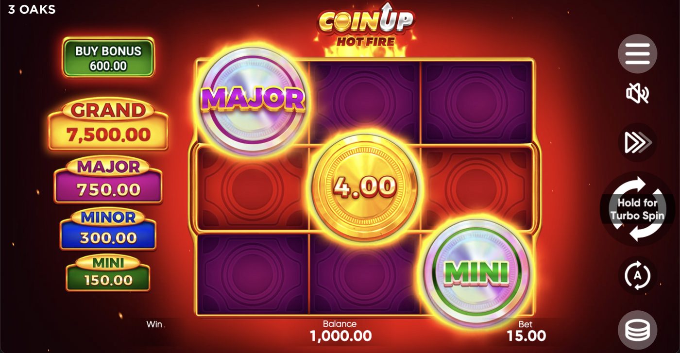 Coin UP: Hot Fire: image of main menu