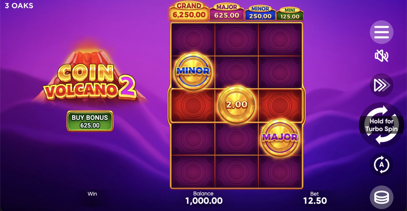 Coin Volcano 2: image of main menu