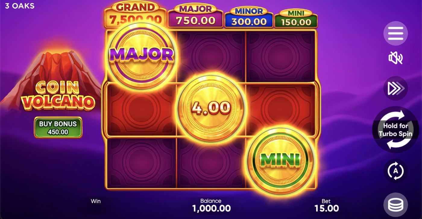 Coin Volcano: image of main menu