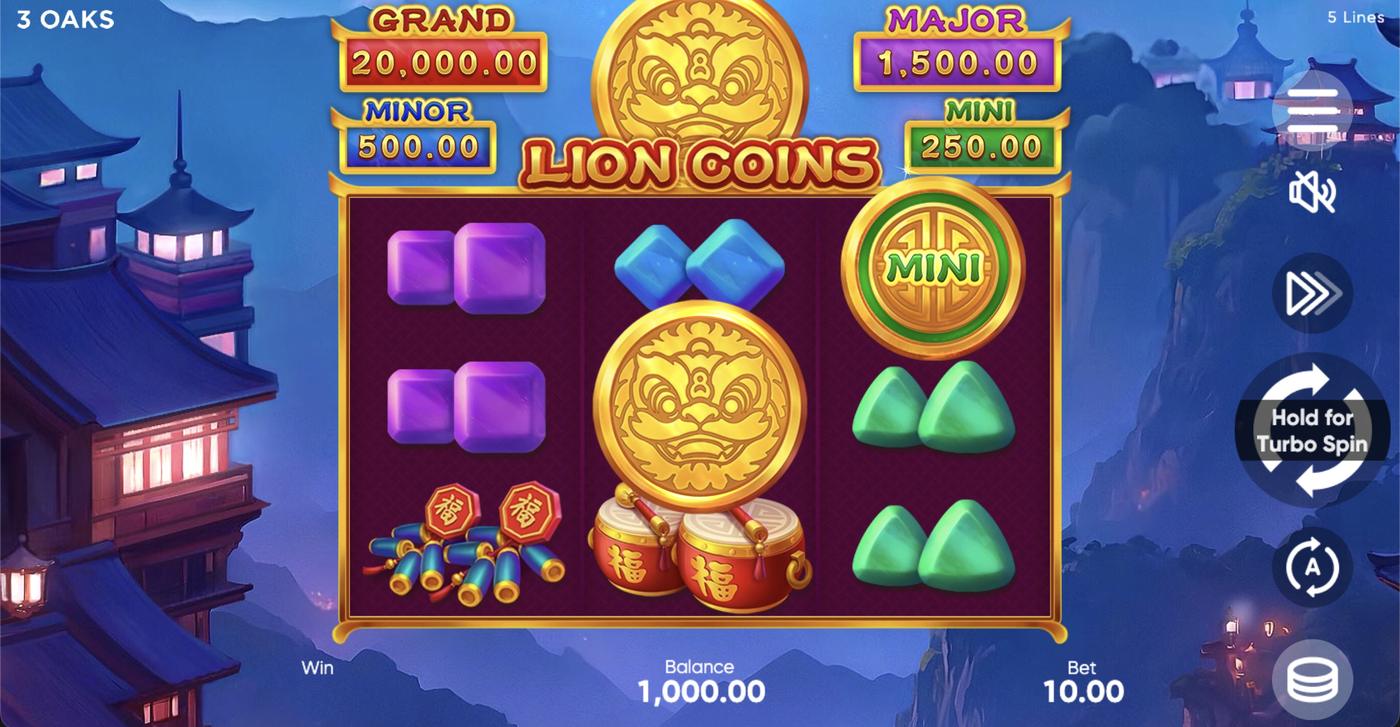 Lion Coins: image of main menu