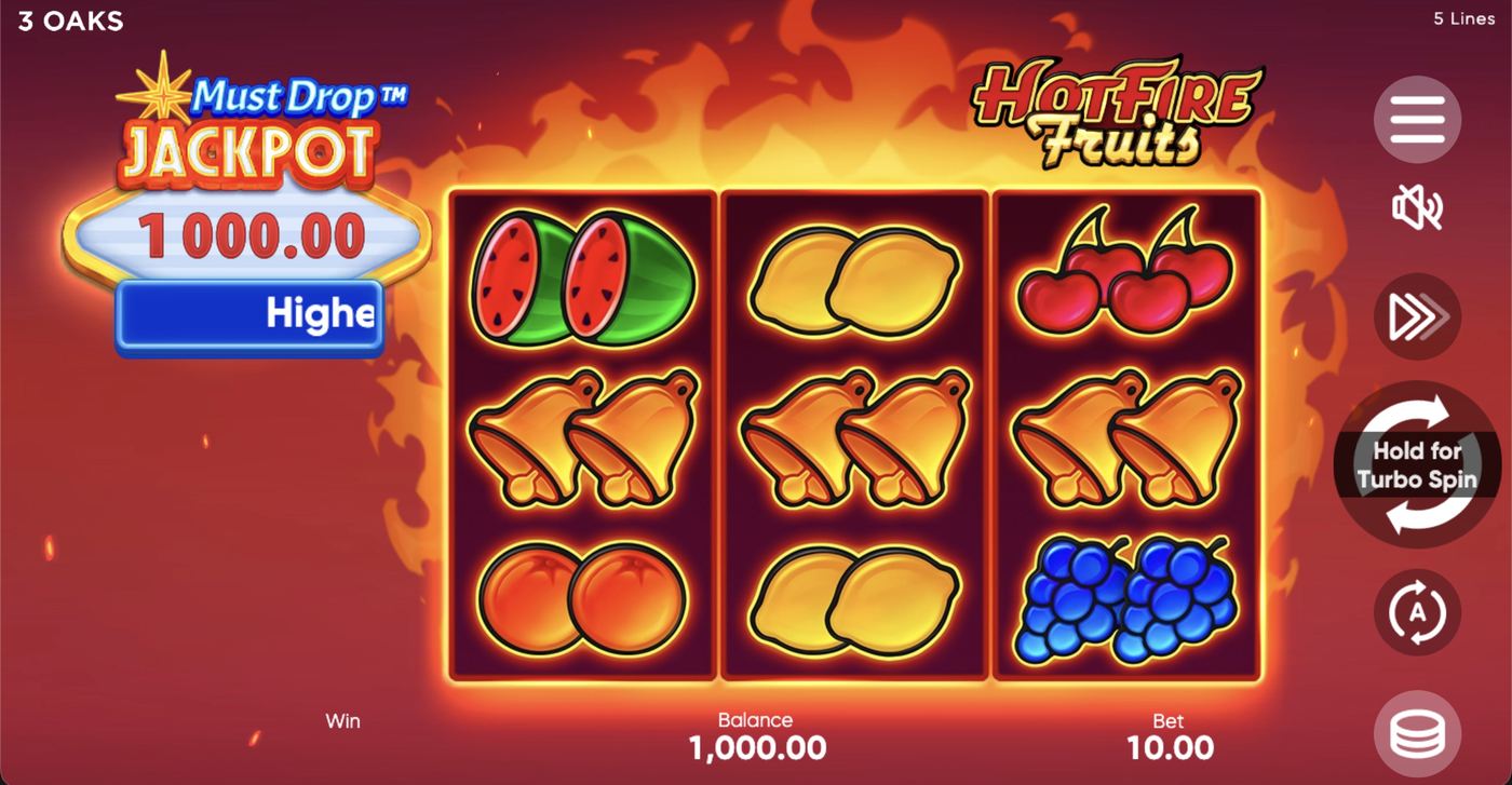 Must Drop Jackpot Hot Fire Fruits: image of main menu