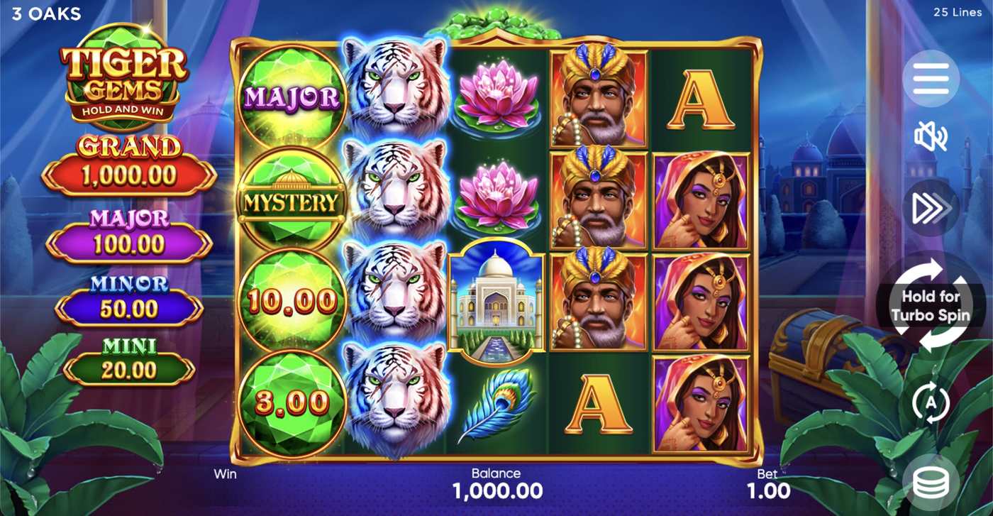Tiger Gems: image of main menu