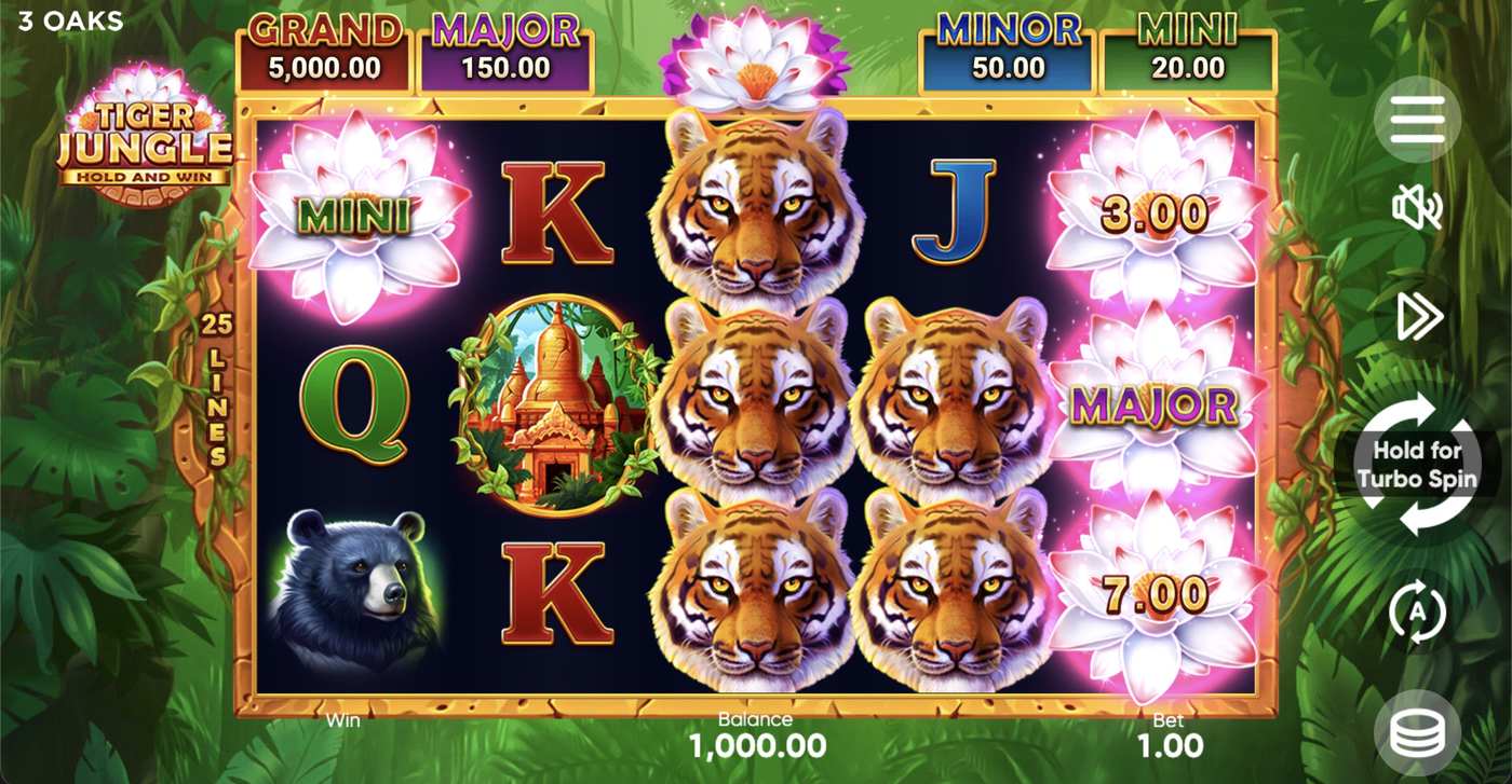 Tiger Jungle: image of main menu