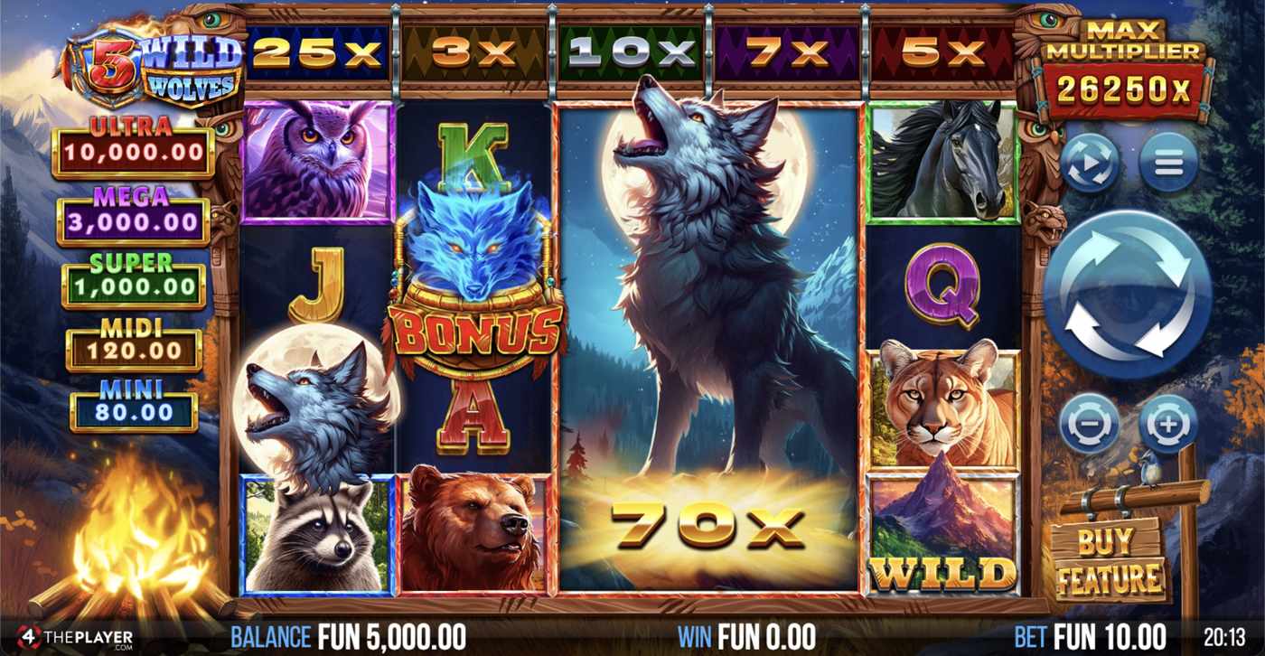5 Wild Wolves: image of main menu
