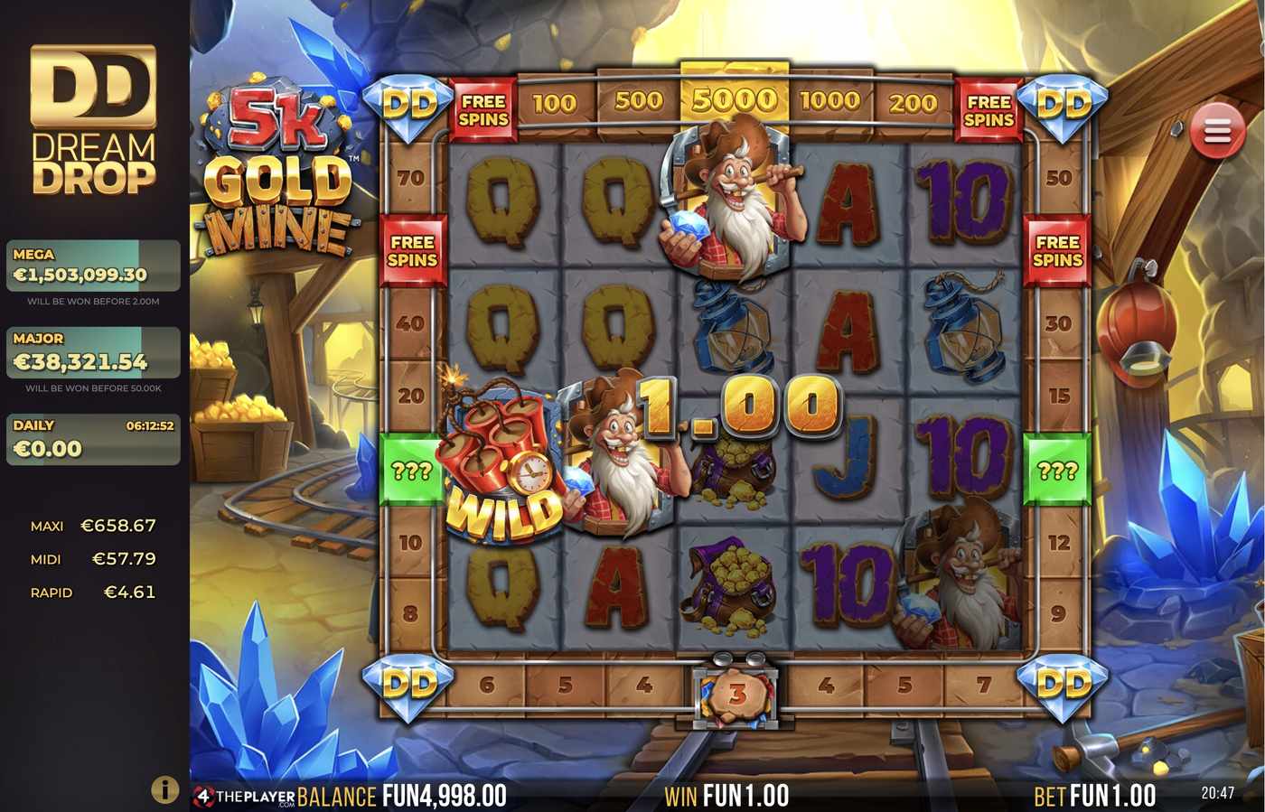 5k Gold Mine Dream Drop: image of winning