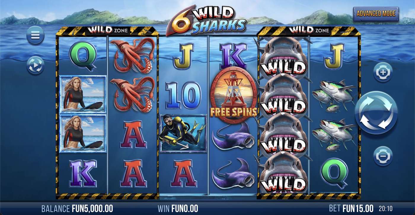 6 Wild Sharks: image of main menu
