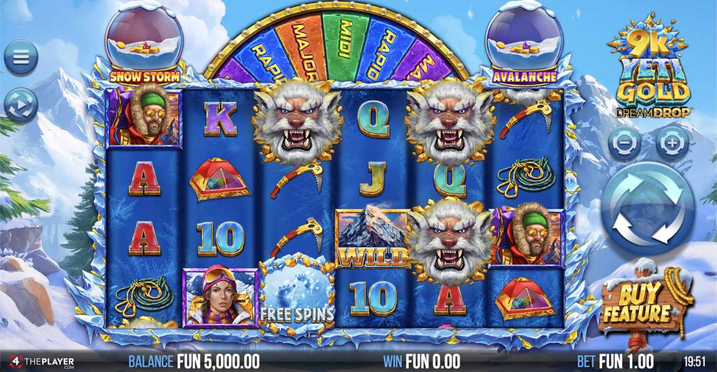 9K Yeti Gold Dream Drop: image of main menu