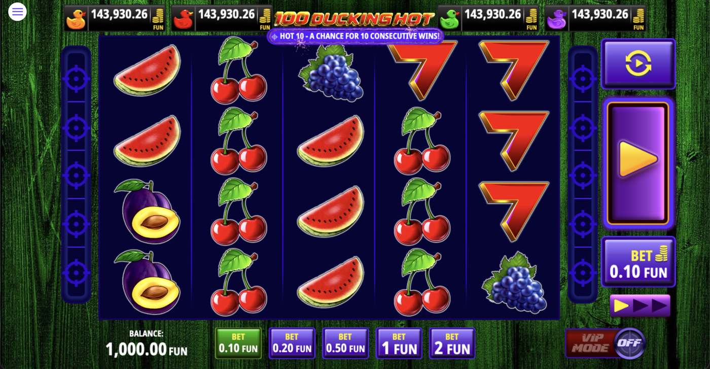 100 Ducking Hot: image of main menu