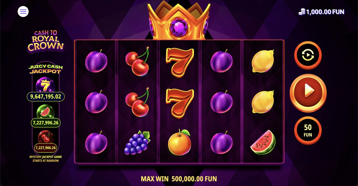 Cash 10 Royal Crown: image of main menu