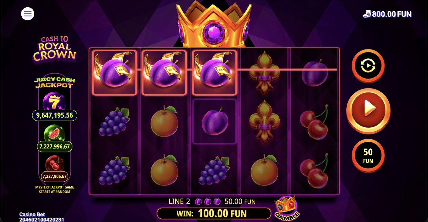 Cash 10 Royal Crown: image of winning