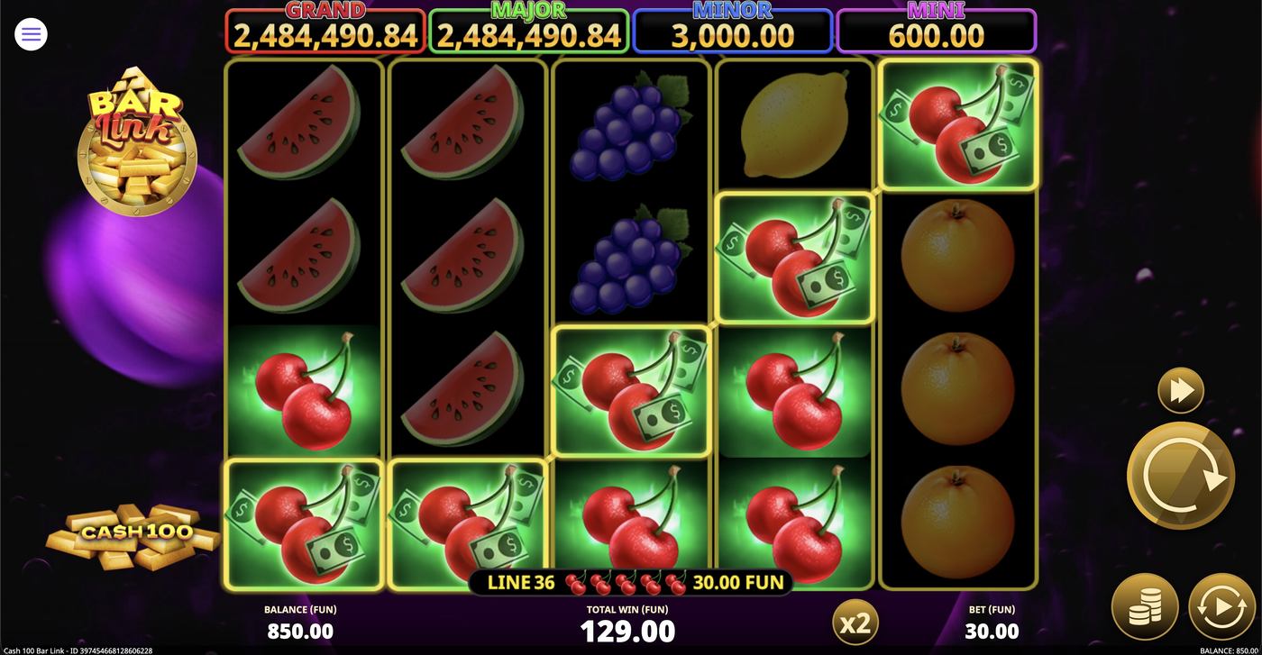 Cash 100 Bar Link: image of winning