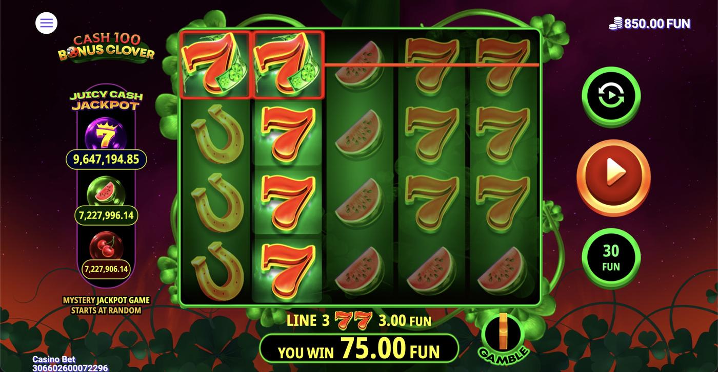 Cash 100 Bonus Clover: image of winning