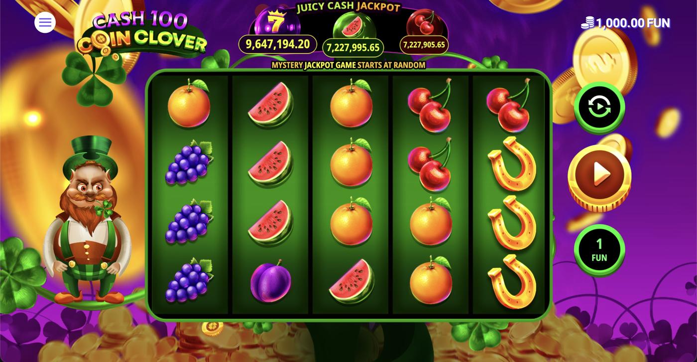 Cash 100 Coin Clover: image of main menu