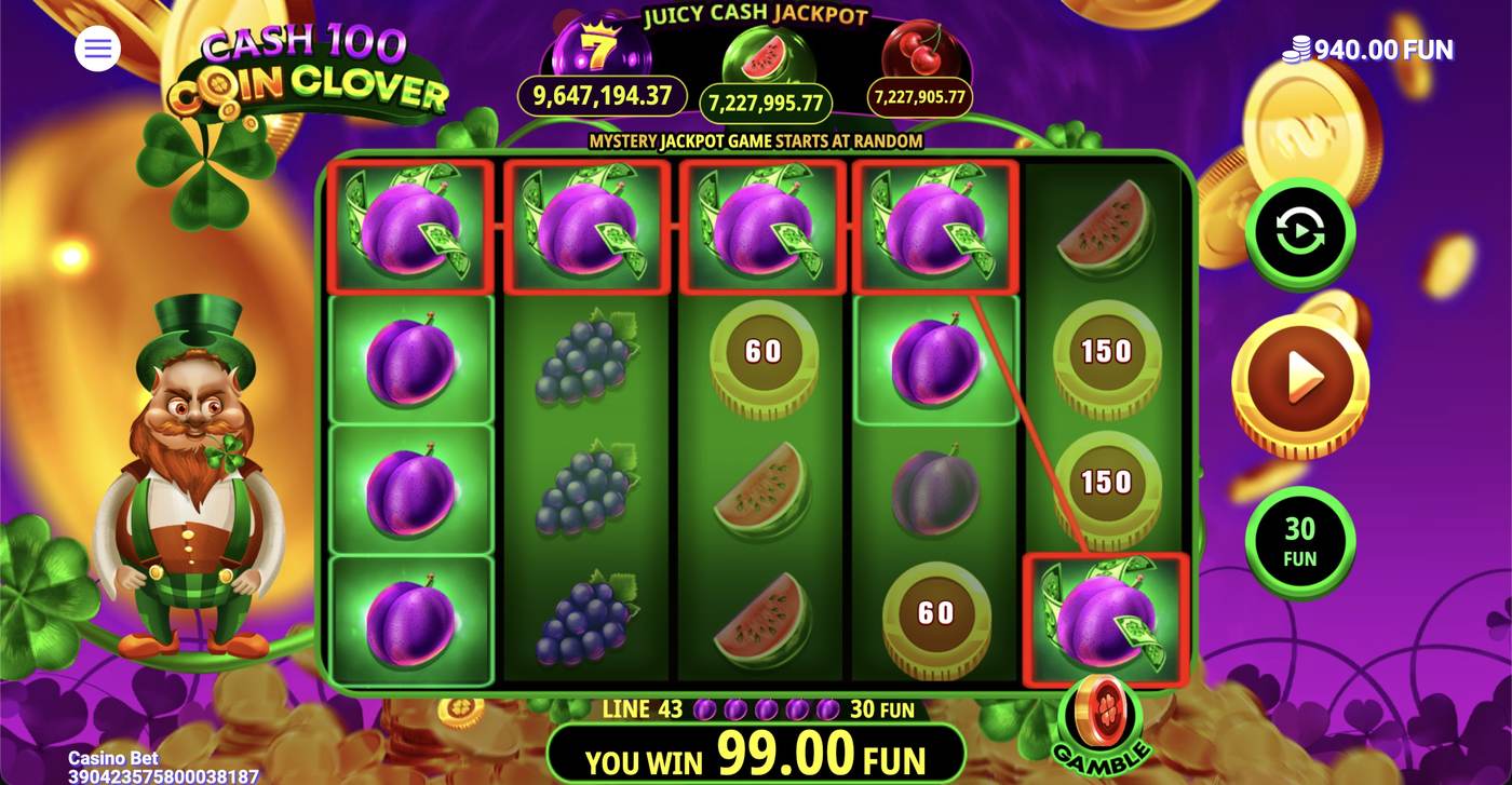 Cash 100 Coin Clover: image of winning