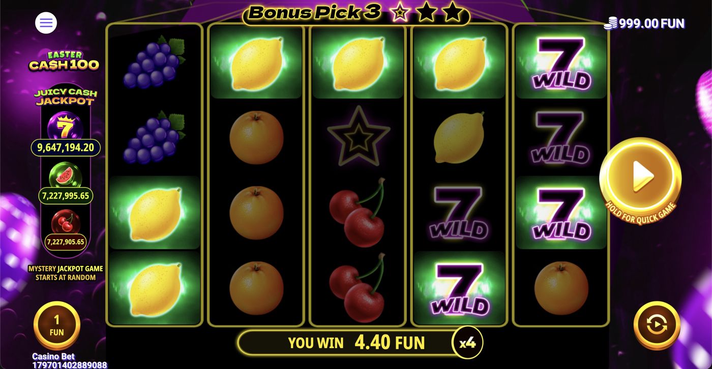 Cash 100 Easter: image of winning