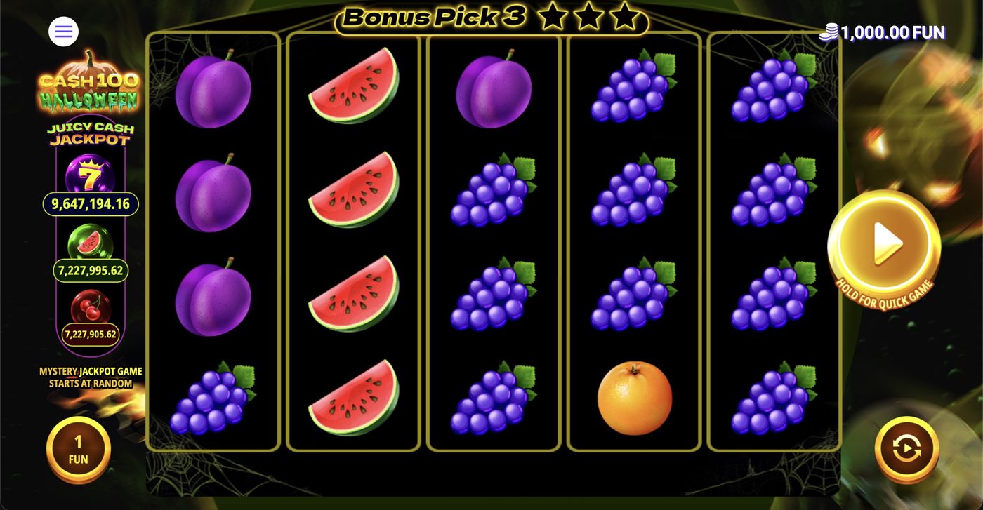 Cash 100 Halloween: image of main menu