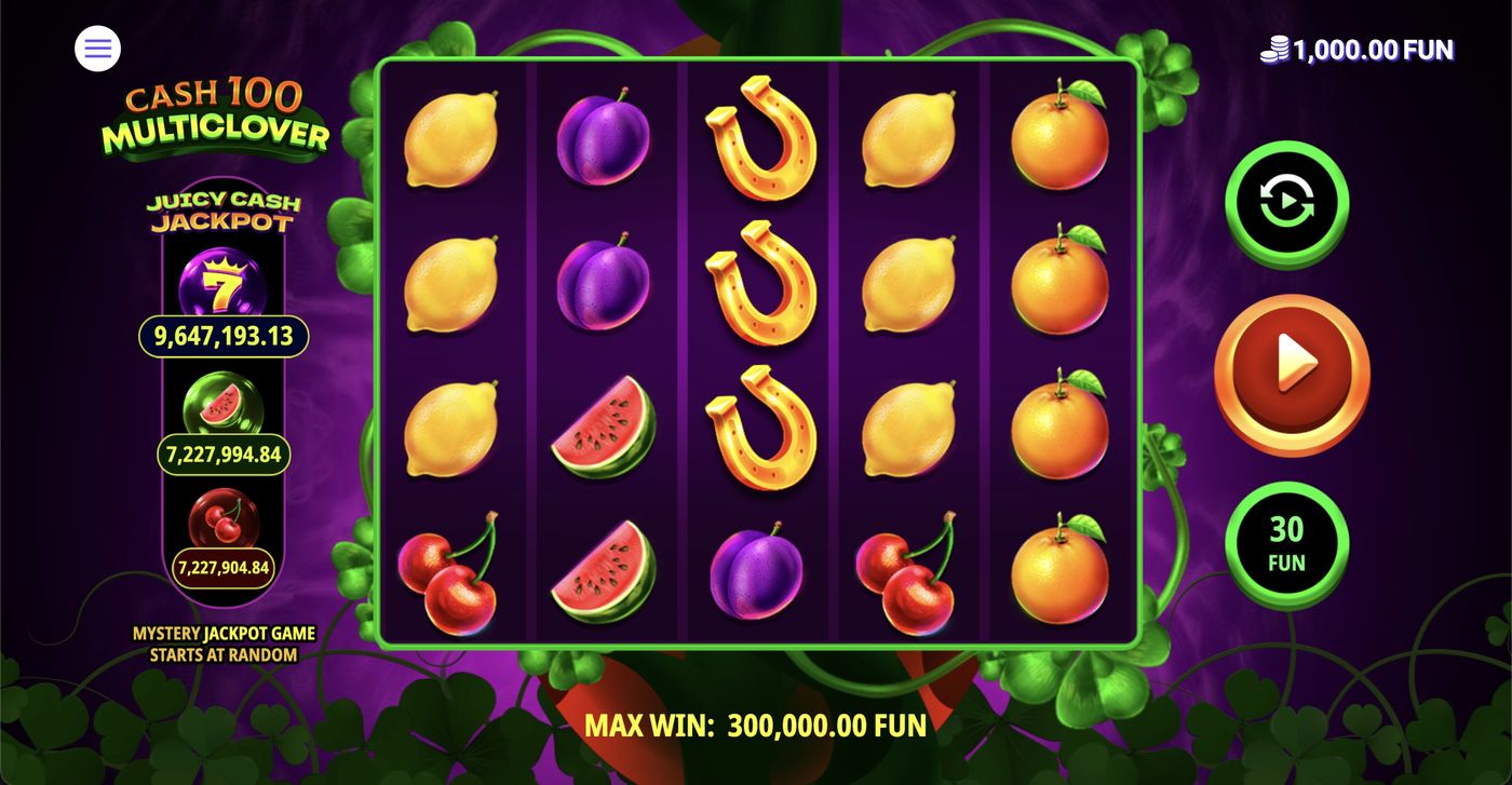 Cash 100 Multiclover: image of main menu