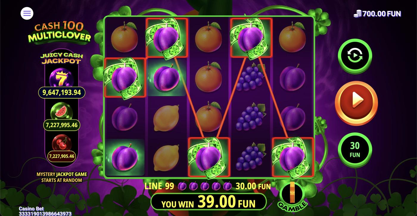 Cash 100 Multiclover: image of winning