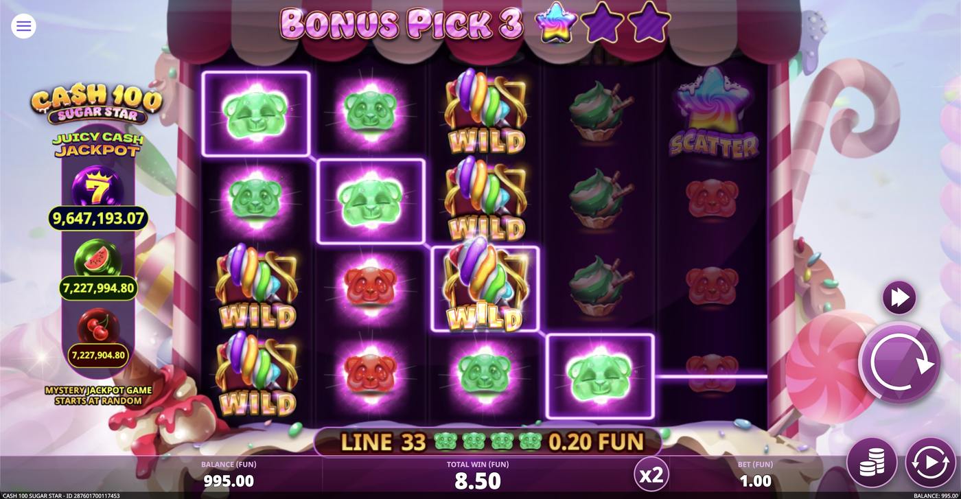 Cash 100 Sugar Star: image of winning
