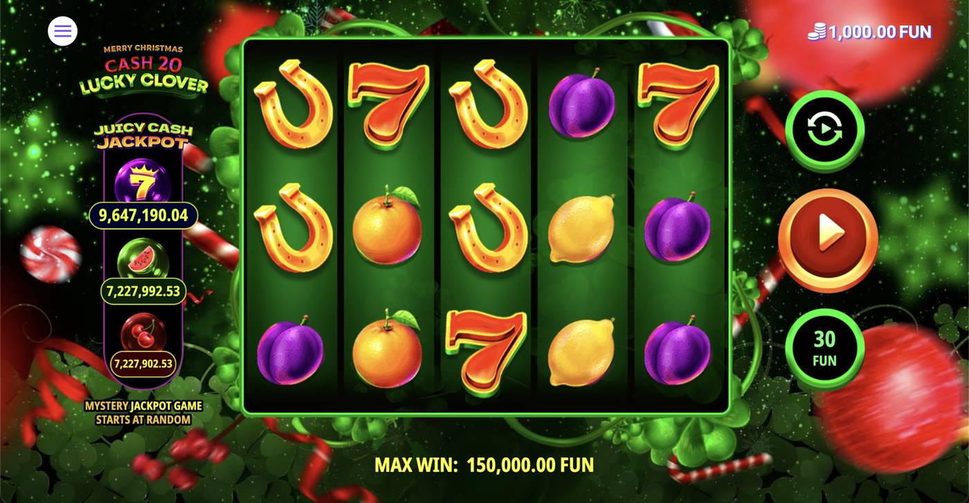 Cash 20 Lucky Clover Christmas: image of main menu