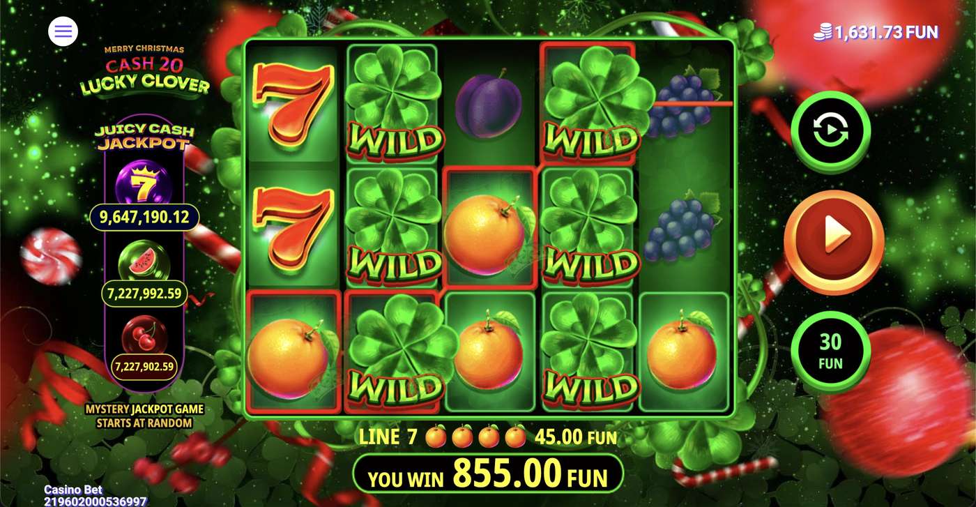Cash 20 Lucky Clover Christmas: image of winning