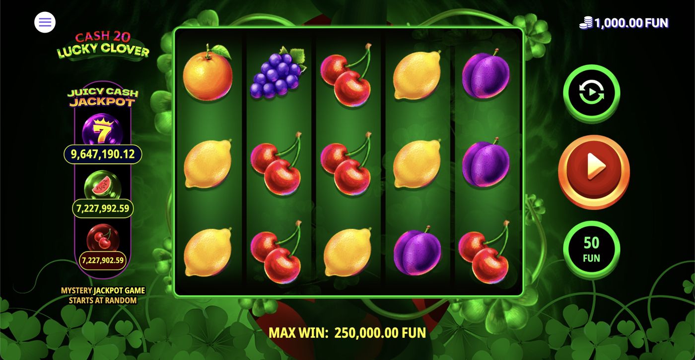 Cash 20 Lucky Clover: image of main menu