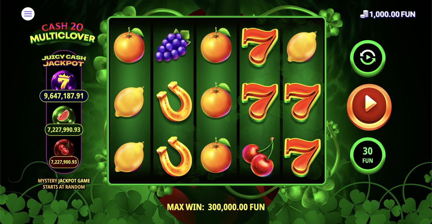 Cash 20 Multiclover: image of main menu