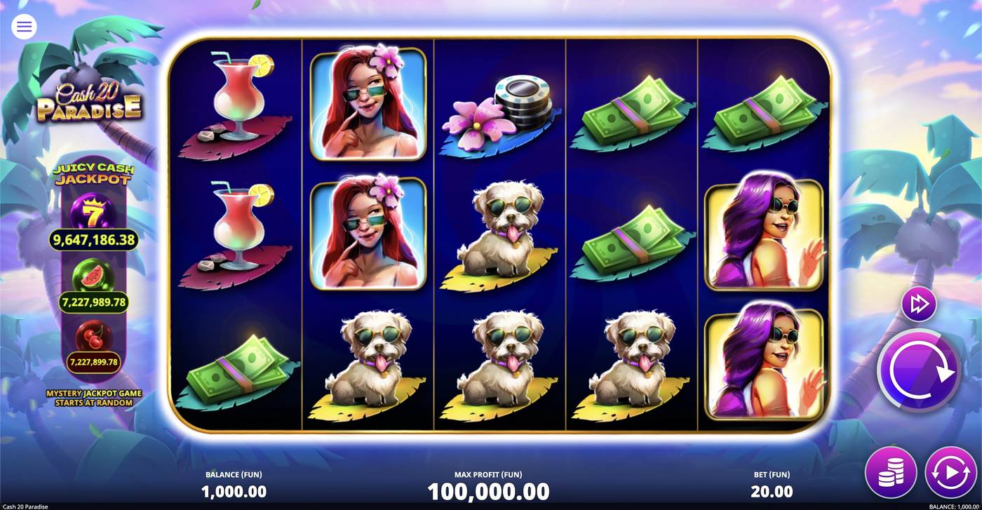 Cash 20 Paradise: image of main menu