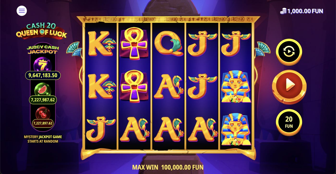 Cash 20 Queen of Luck: image of main menu