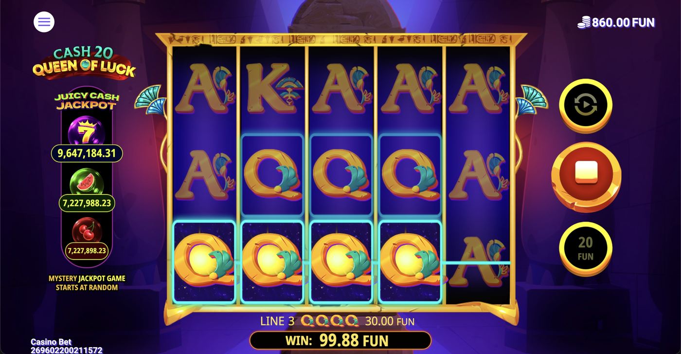 Cash 20 Queen of Luck: image of winning
