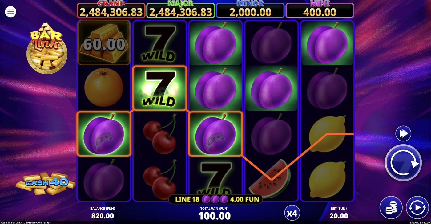 Cash 40 Bar Link: image of winning