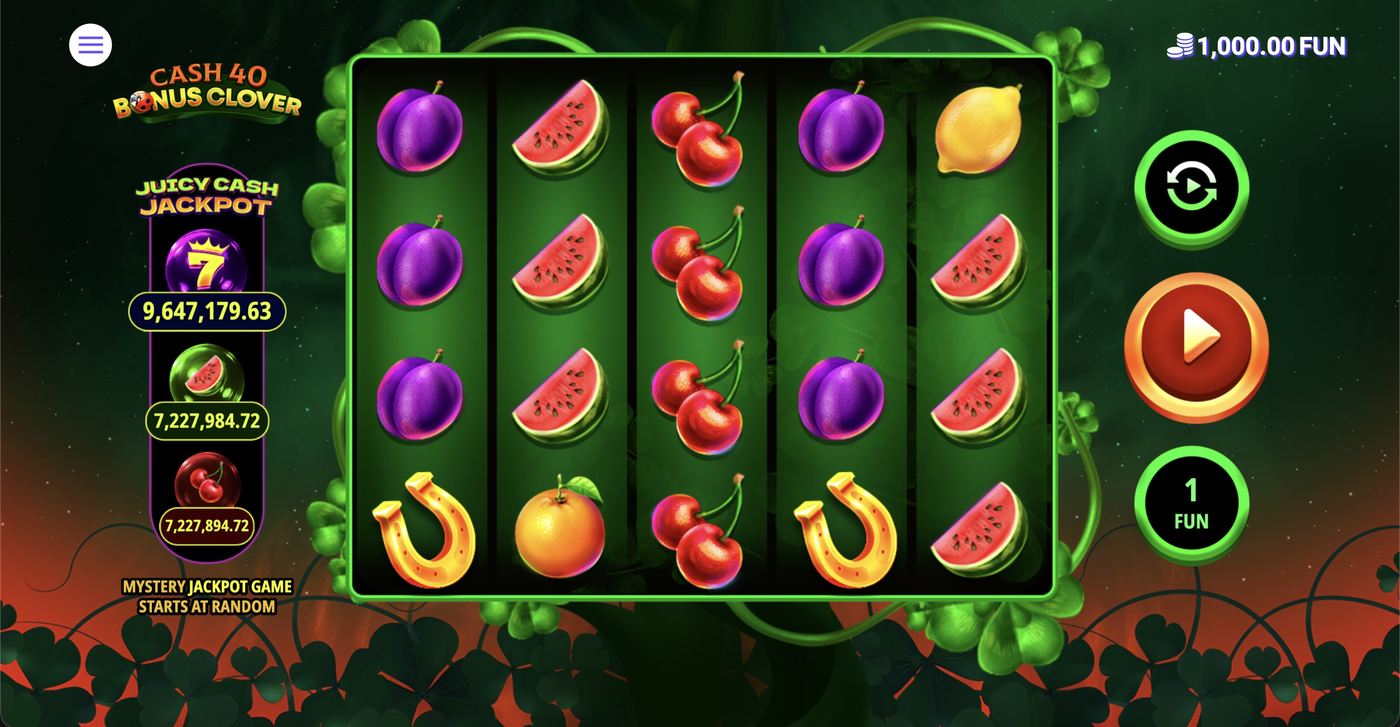 Cash 40 Bonus Clover: image of main menu