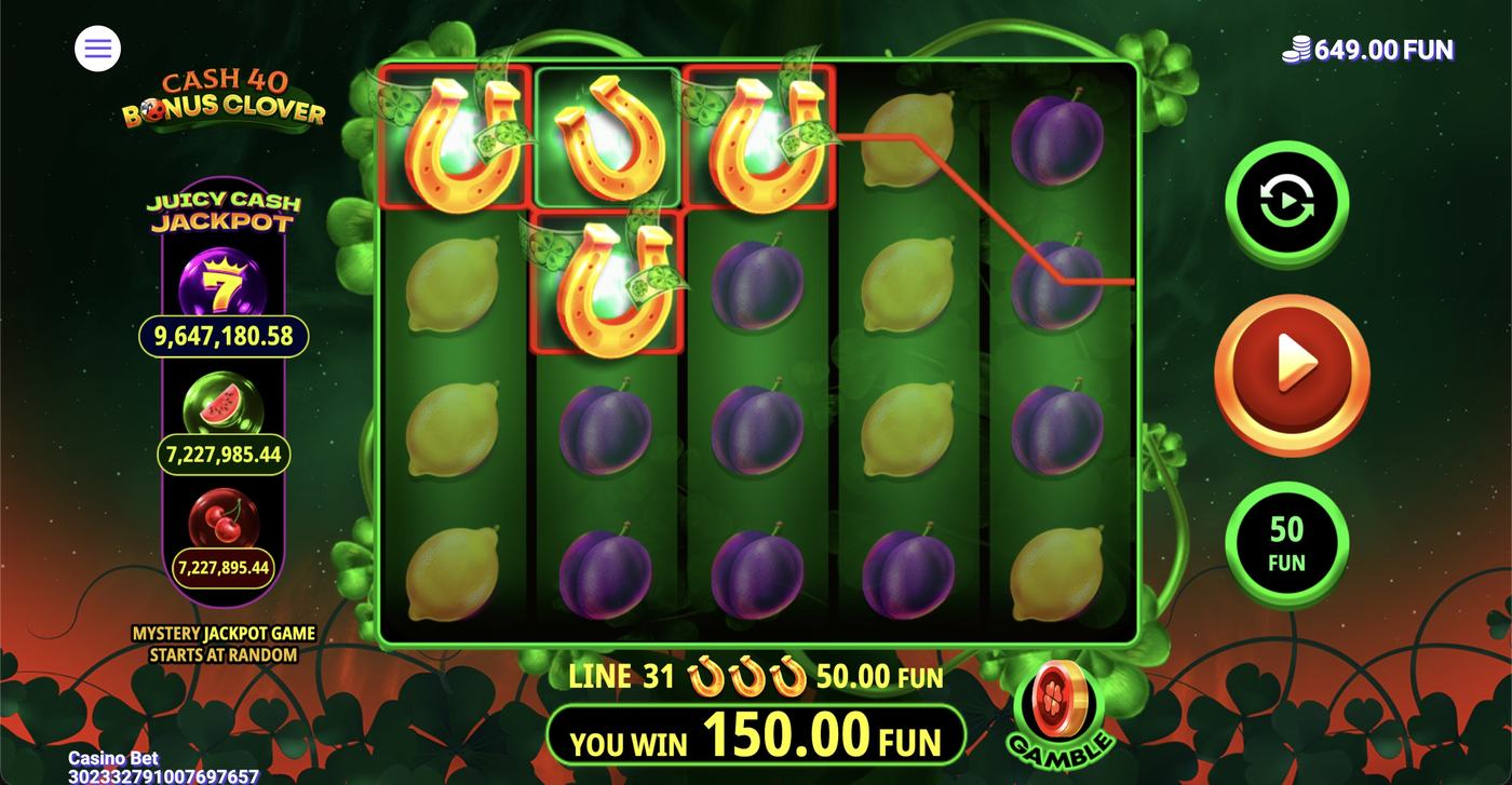 Cash 40 Bonus Clover: image of winning