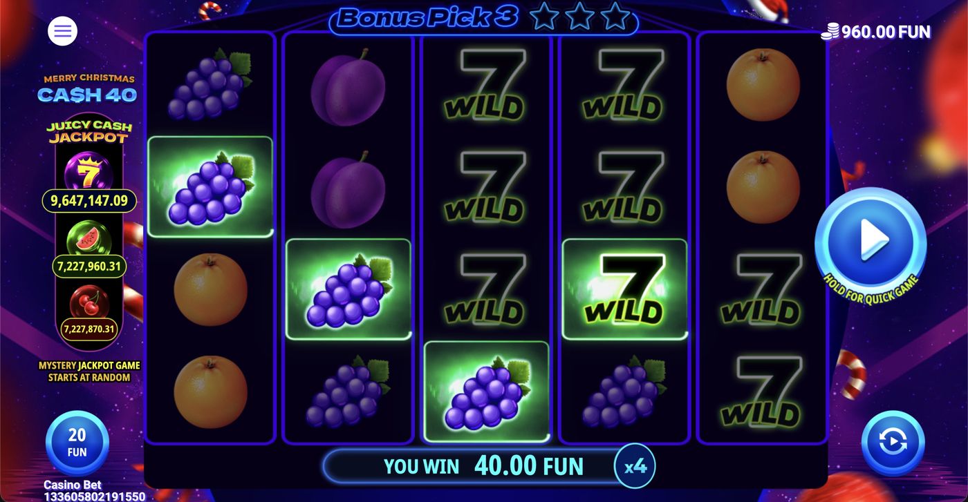 Cash 40 Christmas: image of winning