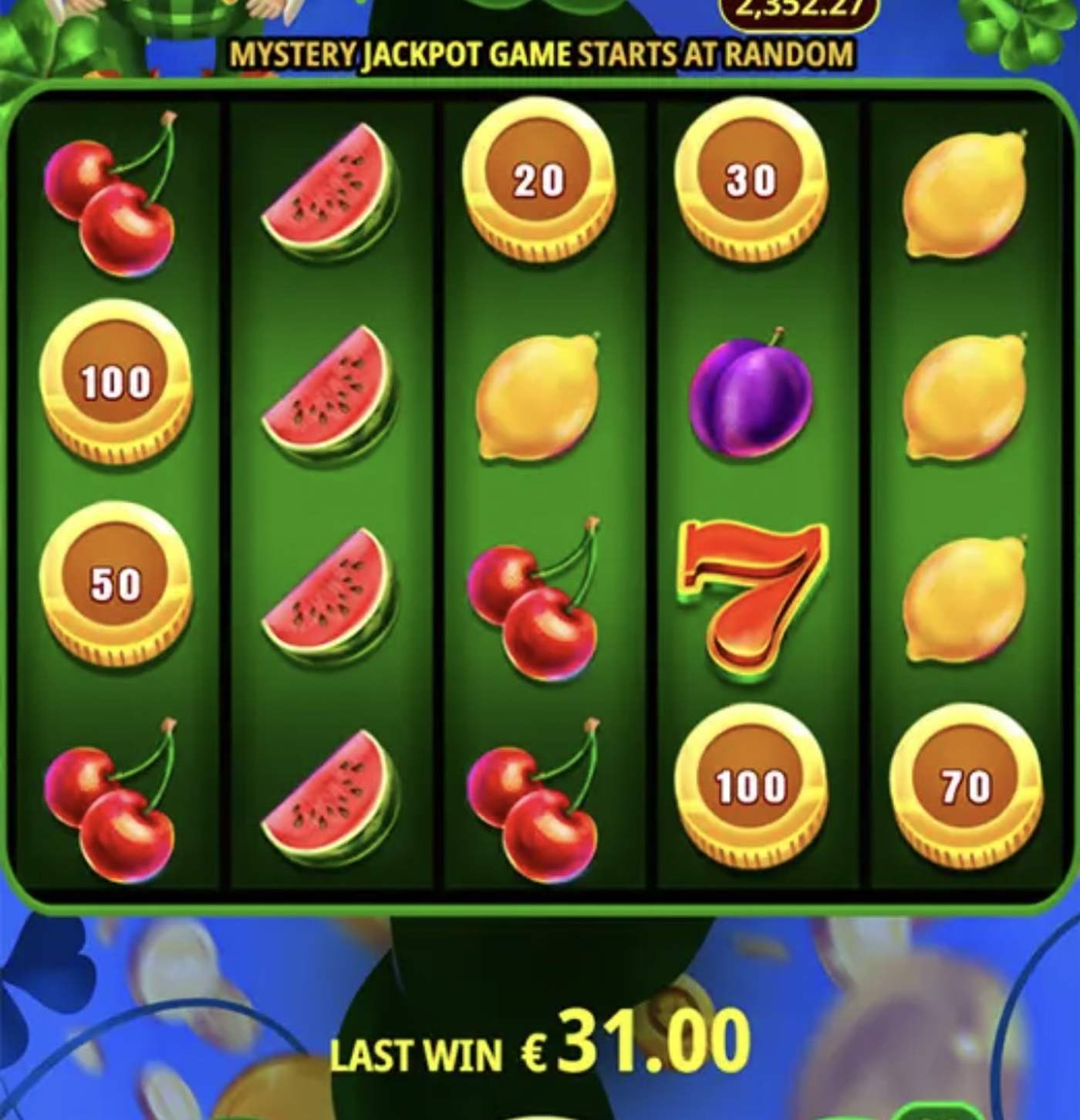Cash 40 Coin Clover: image of main menu