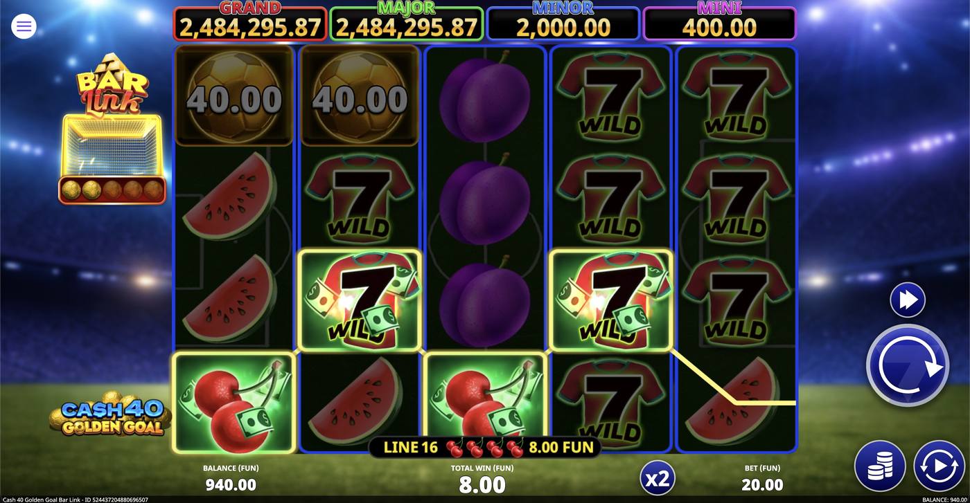 Cash 40 Golden Goal Bar Link: image of winning