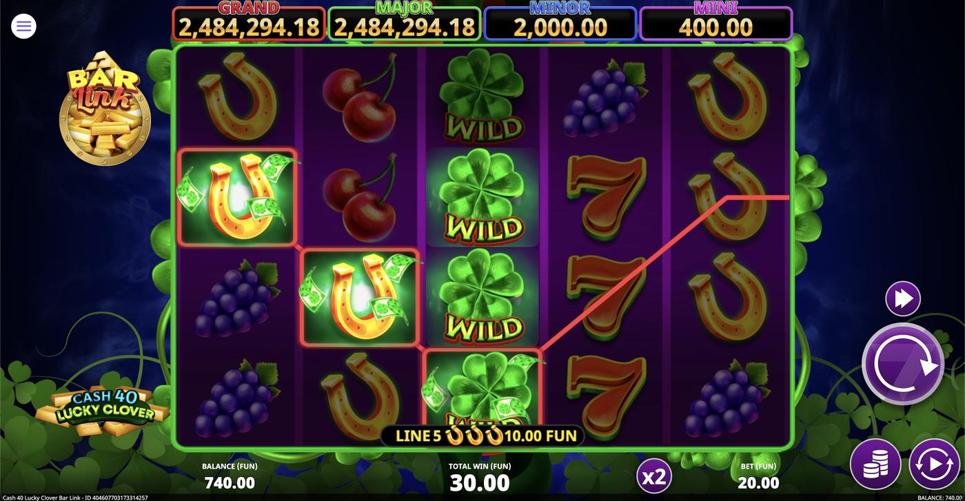 Cash 40 Lucky Clover Bar Link: image of winning