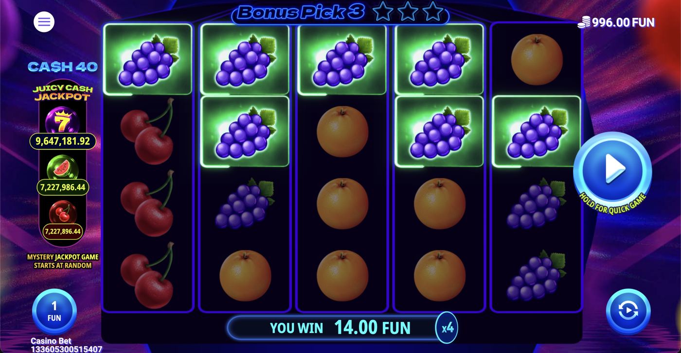 Cash 40: image of winning