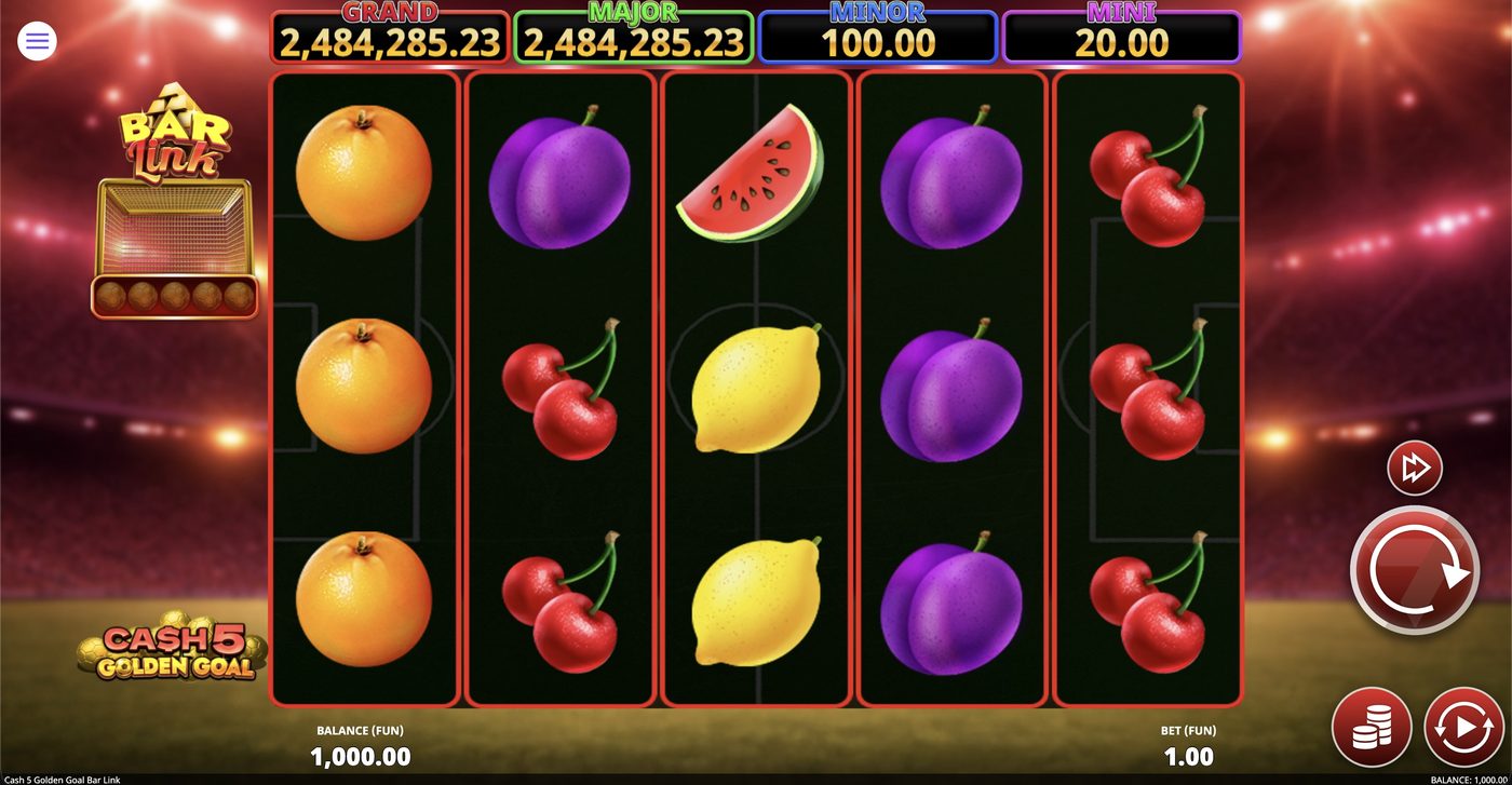 Cash 5 Golden Goal Bar Link: image of main menu