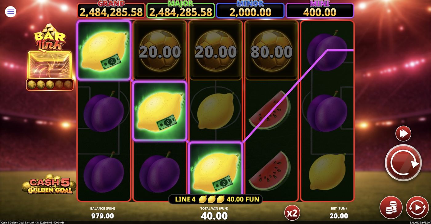 Cash 5 Golden Goal Bar Link: image of winning