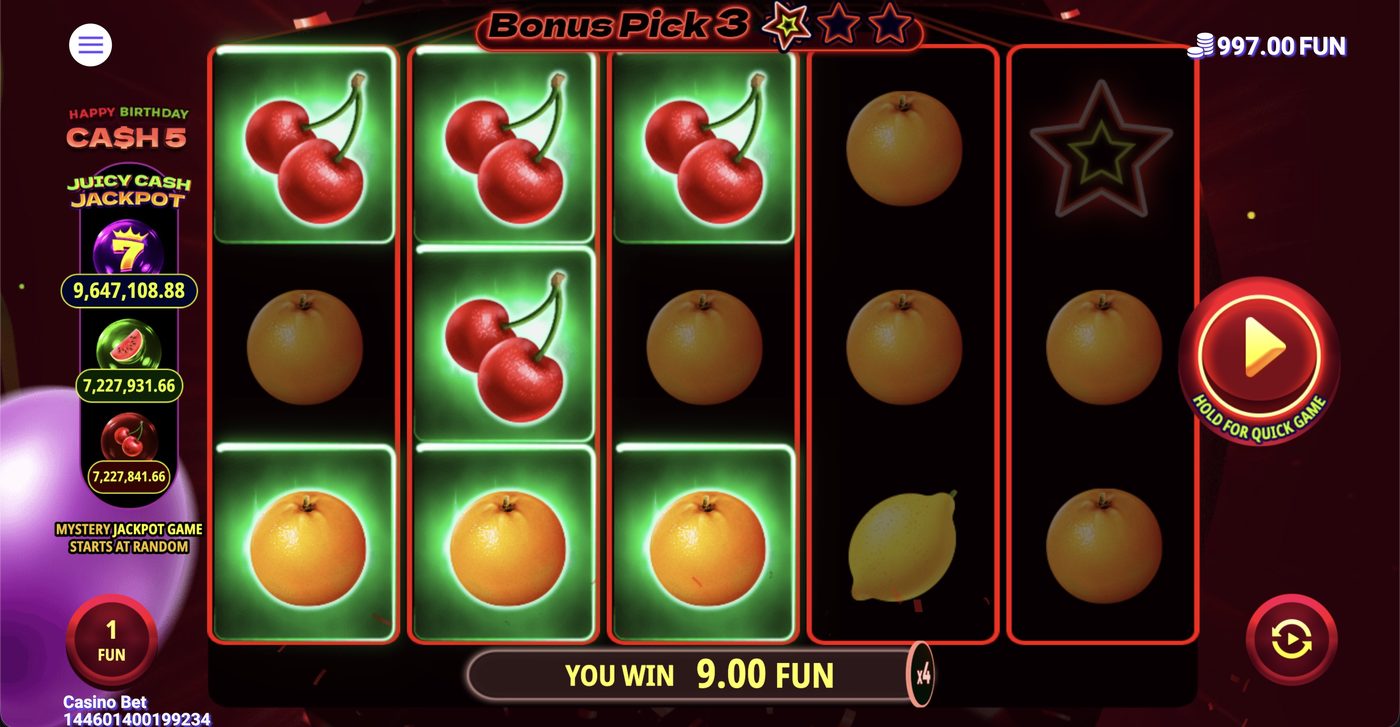 Cash 5 Happy Birthday: image of winning