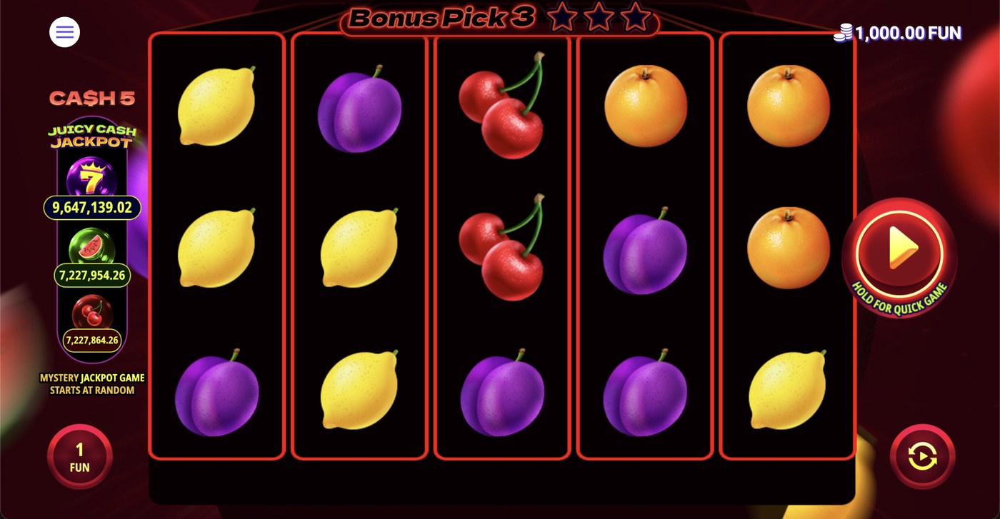 Cash 5: image of main menu
