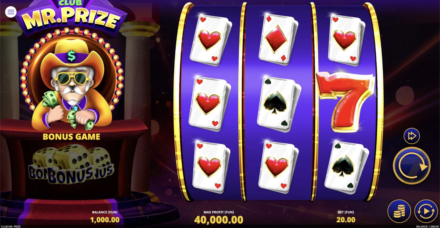 Club Mr. Prize: image of main menu