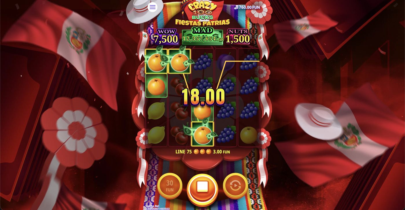 Crazy 100 Bucks Fiestas Patrias: image of winning