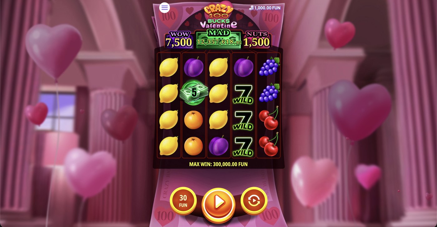 Crazy 100 Bucks Valentine: image of main menu