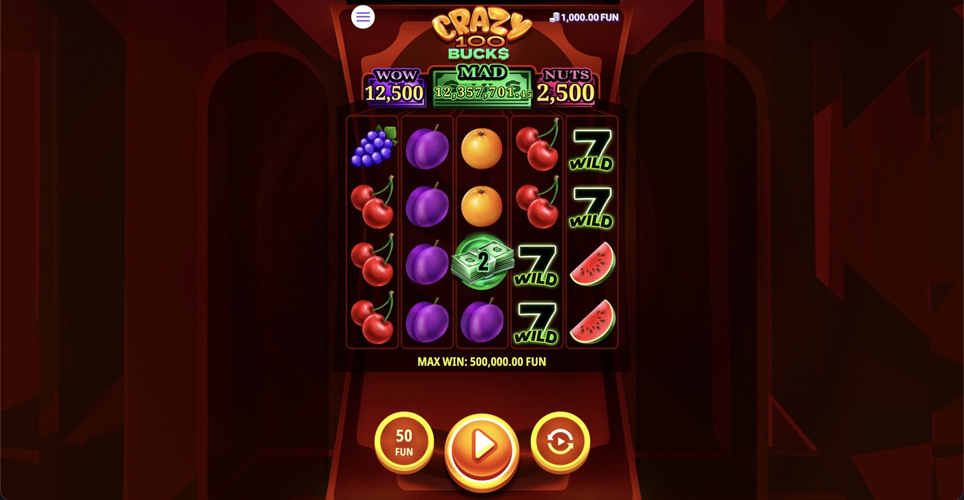 Crazy 100 Bucks: image of main menu