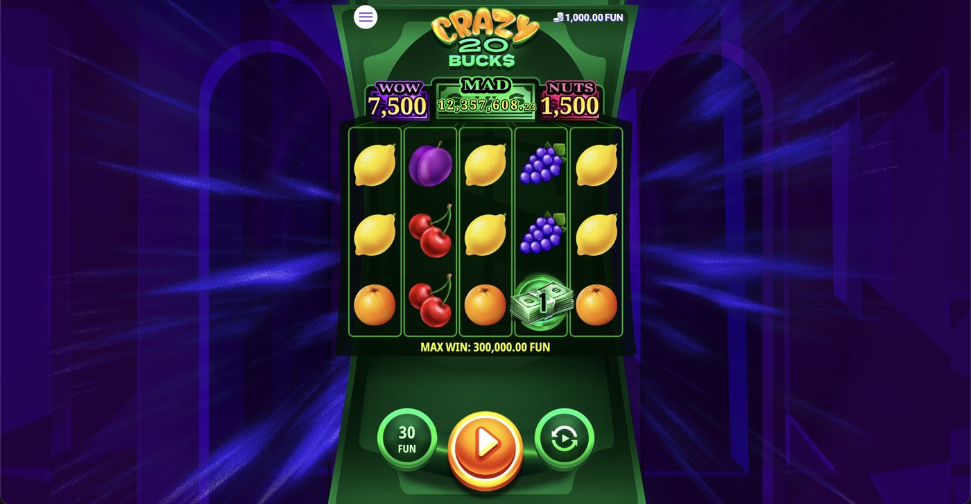Crazy 20 Bucks: image of main menu