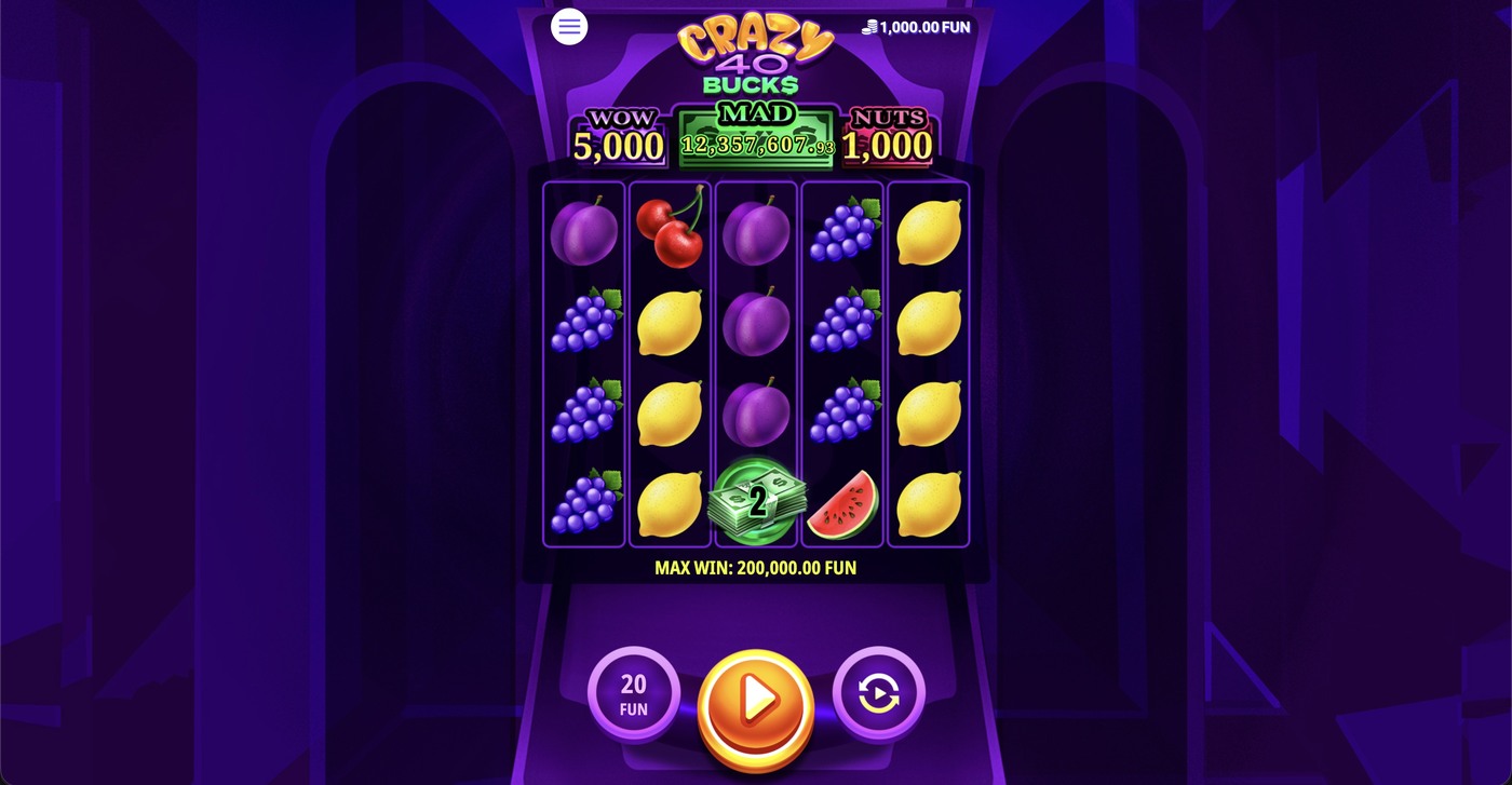 Crazy 40 Bucks: image of main menu