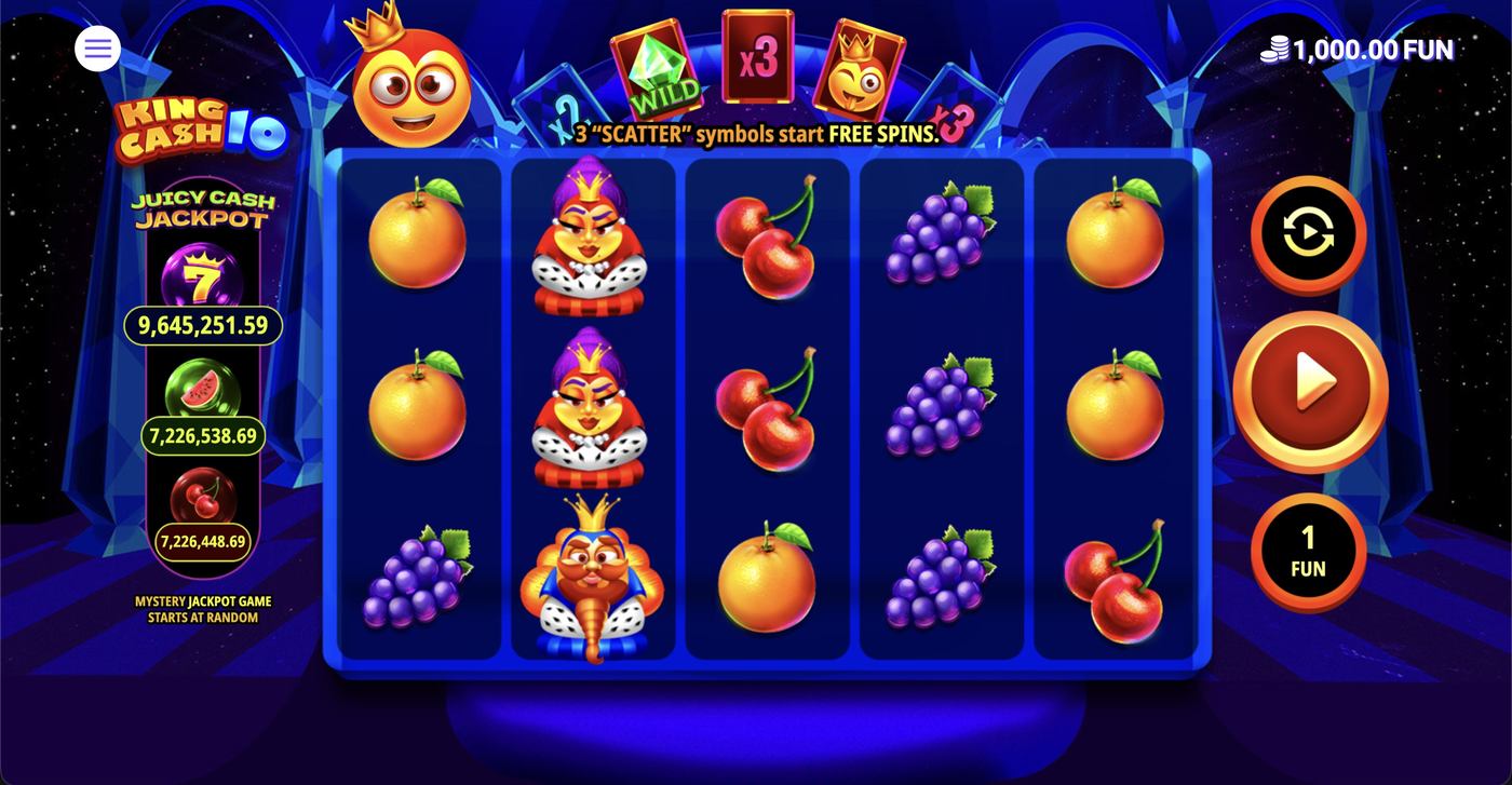 King Cash 10: image of main menu