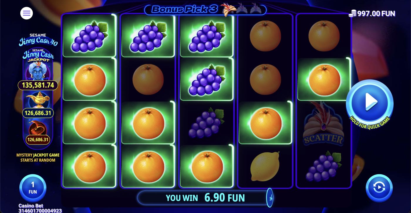 Sesame Jinny Cash 40: image of winning